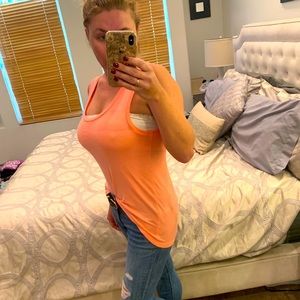 Coral, high-low cotton tank